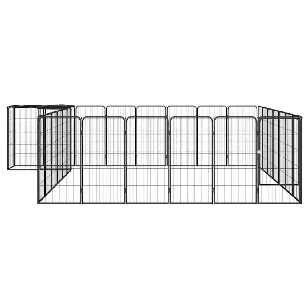 Dog Playpen Black Powder-Coated Steel, Polyethylene 137.8W x 157.5D x 39.4H