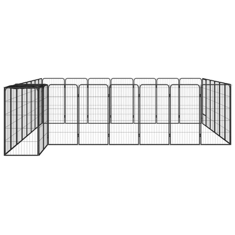 Dog Playpen Black Powder-Coated Steel, Polyethylene 137.8W x 157.5D x 39.4H