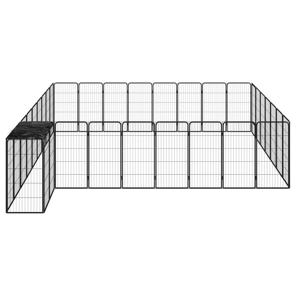 Dog Playpen Black Powder-Coated Steel, Polyethylene 157.5W x 177.2D x 39.4H
