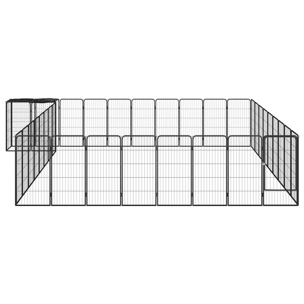 Dog Playpen Black Powder-Coated Steel, Polyethylene 177.2W x 196.9D x 39.4H