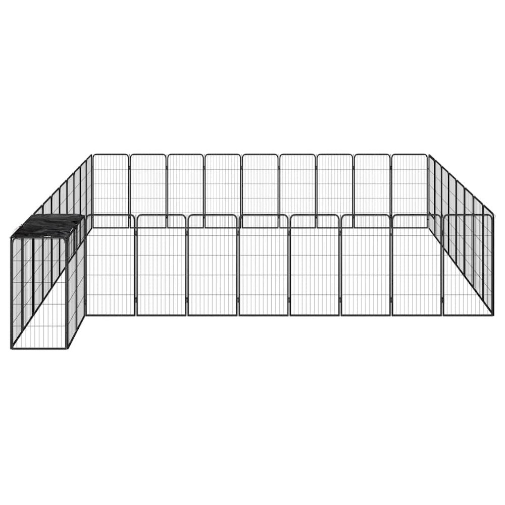Dog Playpen Black Powder-Coated Steel, Polyethylene 177.2W x 196.9D x 39.4H