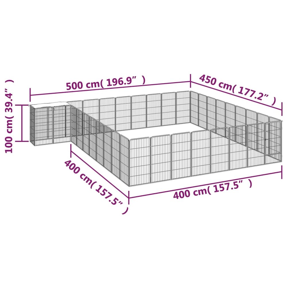 Dog Playpen Black Powder-Coated Steel, Polyethylene 177.2W x 196.9D x 39.4H