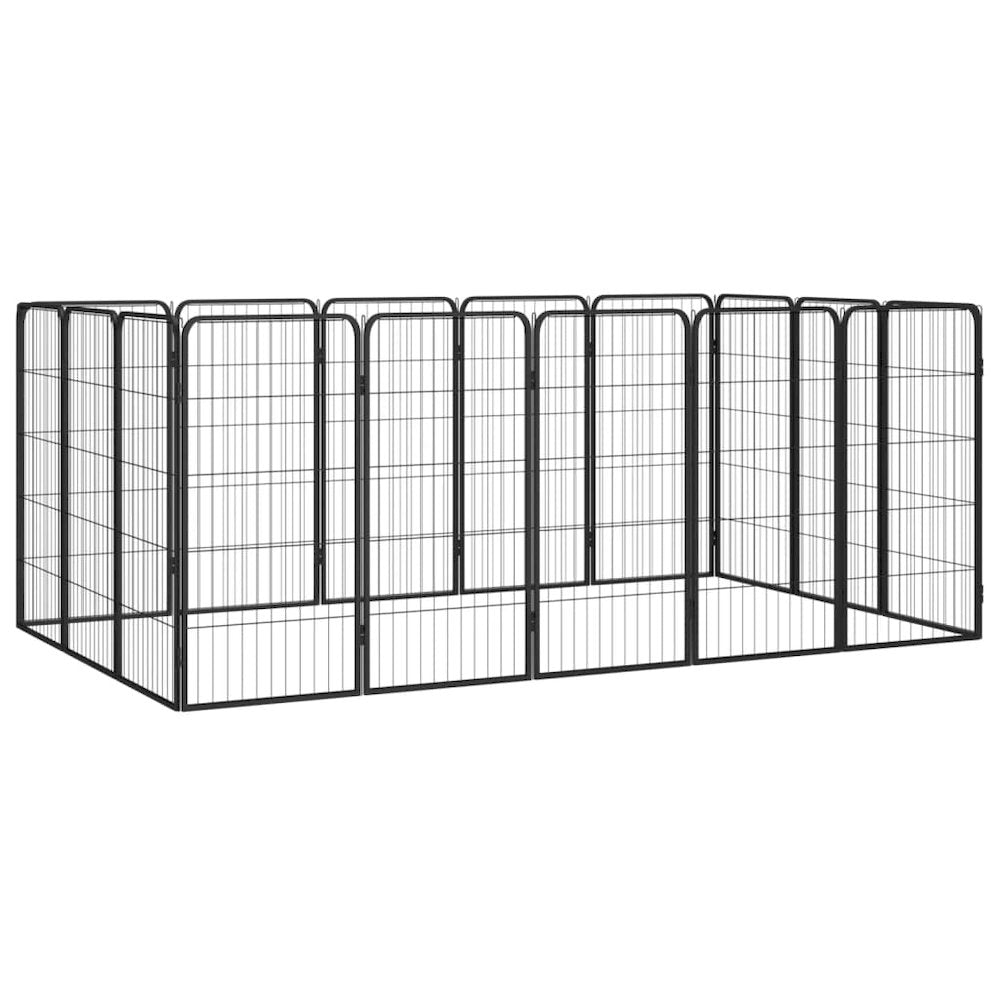 Dog Playpen Black Powder-Coated Steel Expandable 59.1W x 98.4D x 39.4H