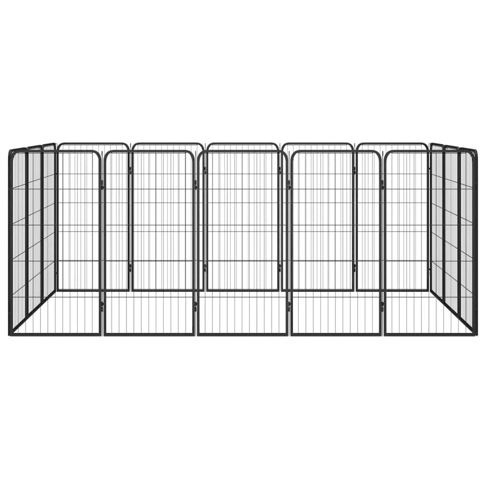 Dog Playpen Black Powder-Coated Steel Expandable 59.1W x 98.4D x 39.4H