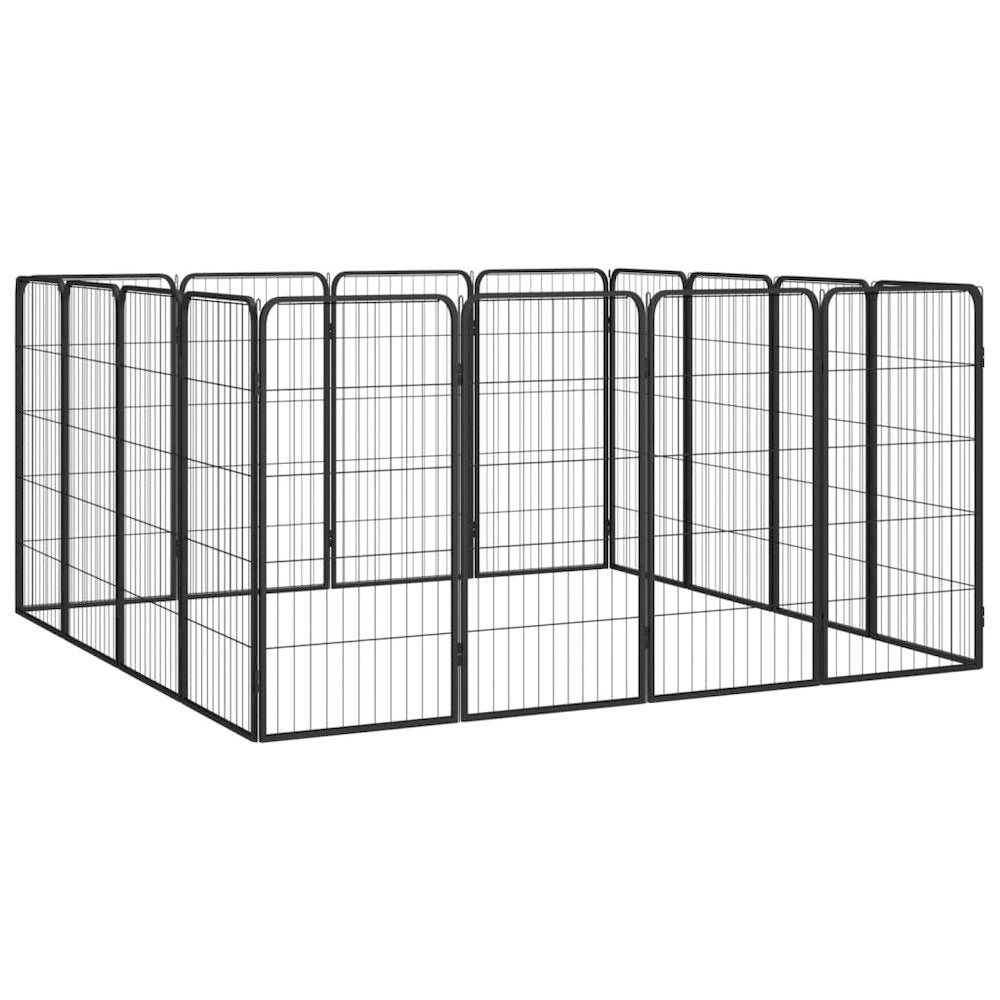 Dog Playpen Black Powder-Coated Steel Expandable 59.1W x 98.4D x 39.4H