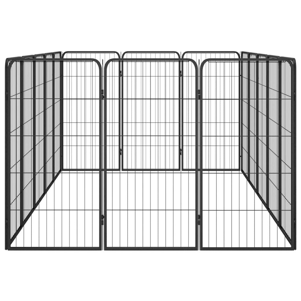 Dog Playpen Black Powder-Coated Steel Expandable 59.1W x 98.4D x 39.4H