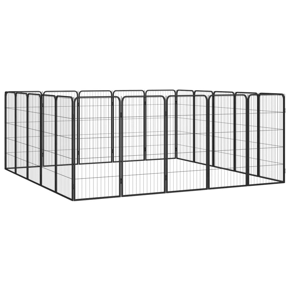 Dog Playpen Black Powder-Coated Steel Rectangular