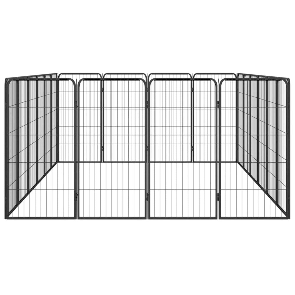 Dog Playpen Black Powder-Coated Steel Rectangular