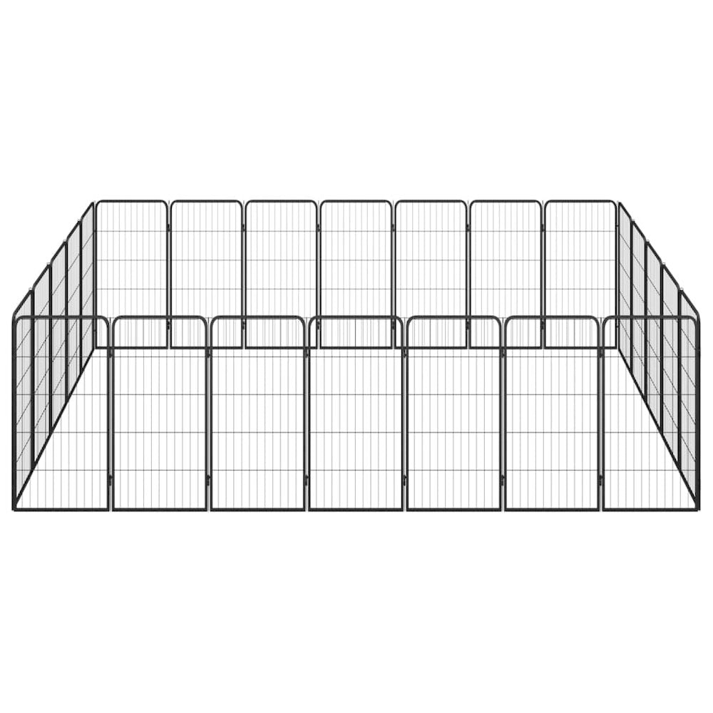 Dog Playpen Black Powder-Coated Steel Large Collapsible 98.4W x 137.8D x 39.4H