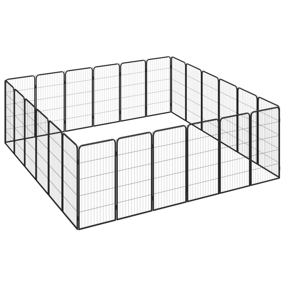 Dog Playpen Black Powder-Coated Steel Large Collapsible 98.4W x 137.8D x 39.4H