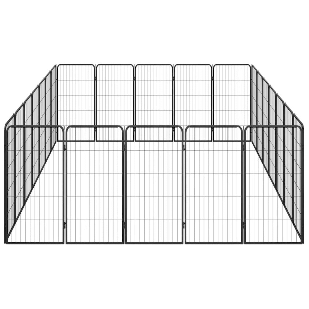 Dog Playpen Black Powder-Coated Steel Large Collapsible 98.4W x 137.8D x 39.4H