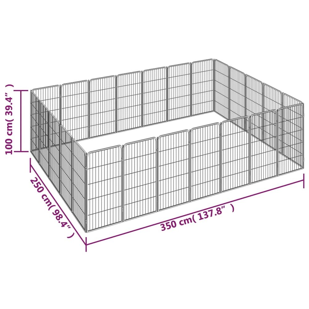 Dog Playpen Black Powder-Coated Steel Large Collapsible 98.4W x 137.8D x 39.4H