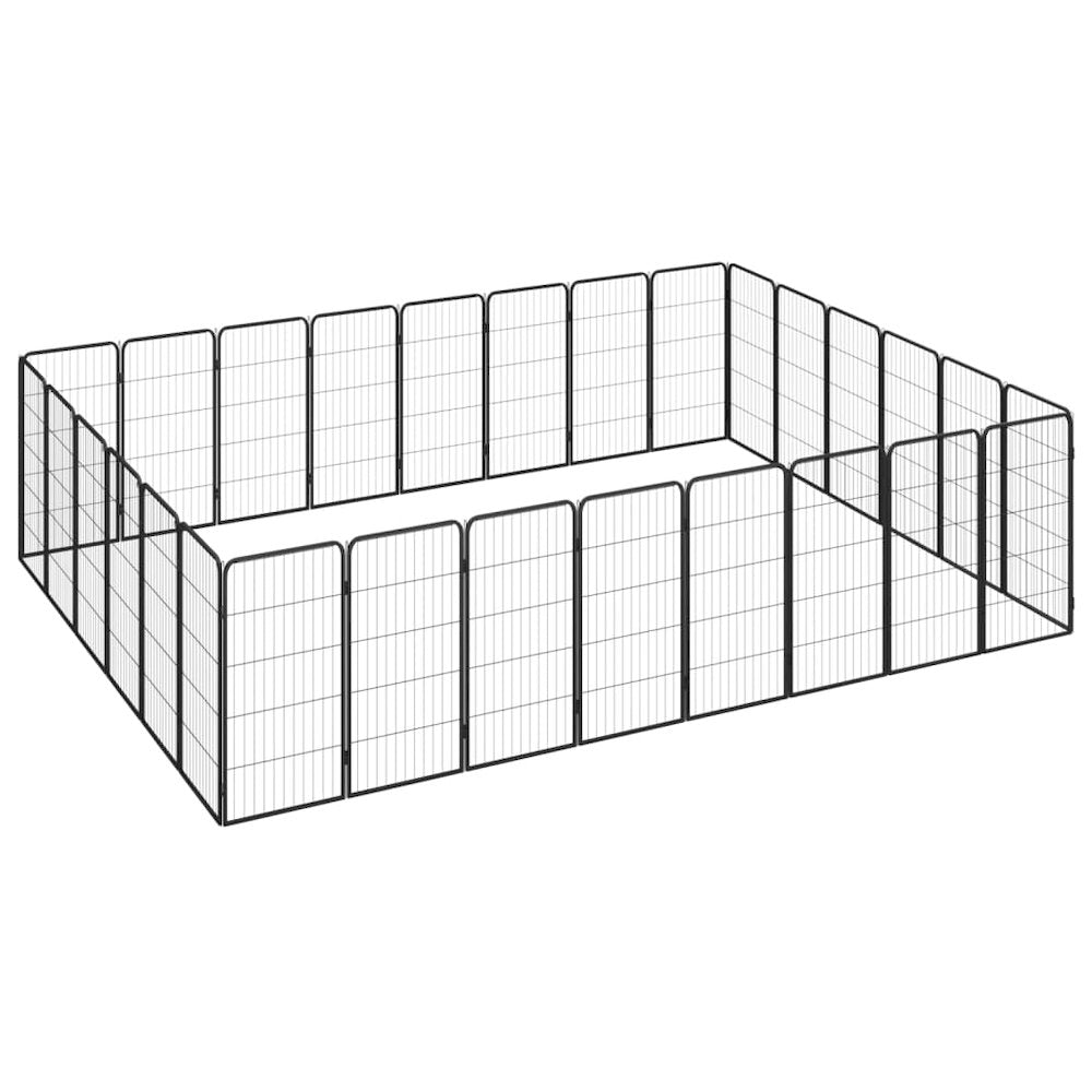 Dog Playpen Black Powder-Coated Steel Large 118.1W x 157.5D x 39.4H