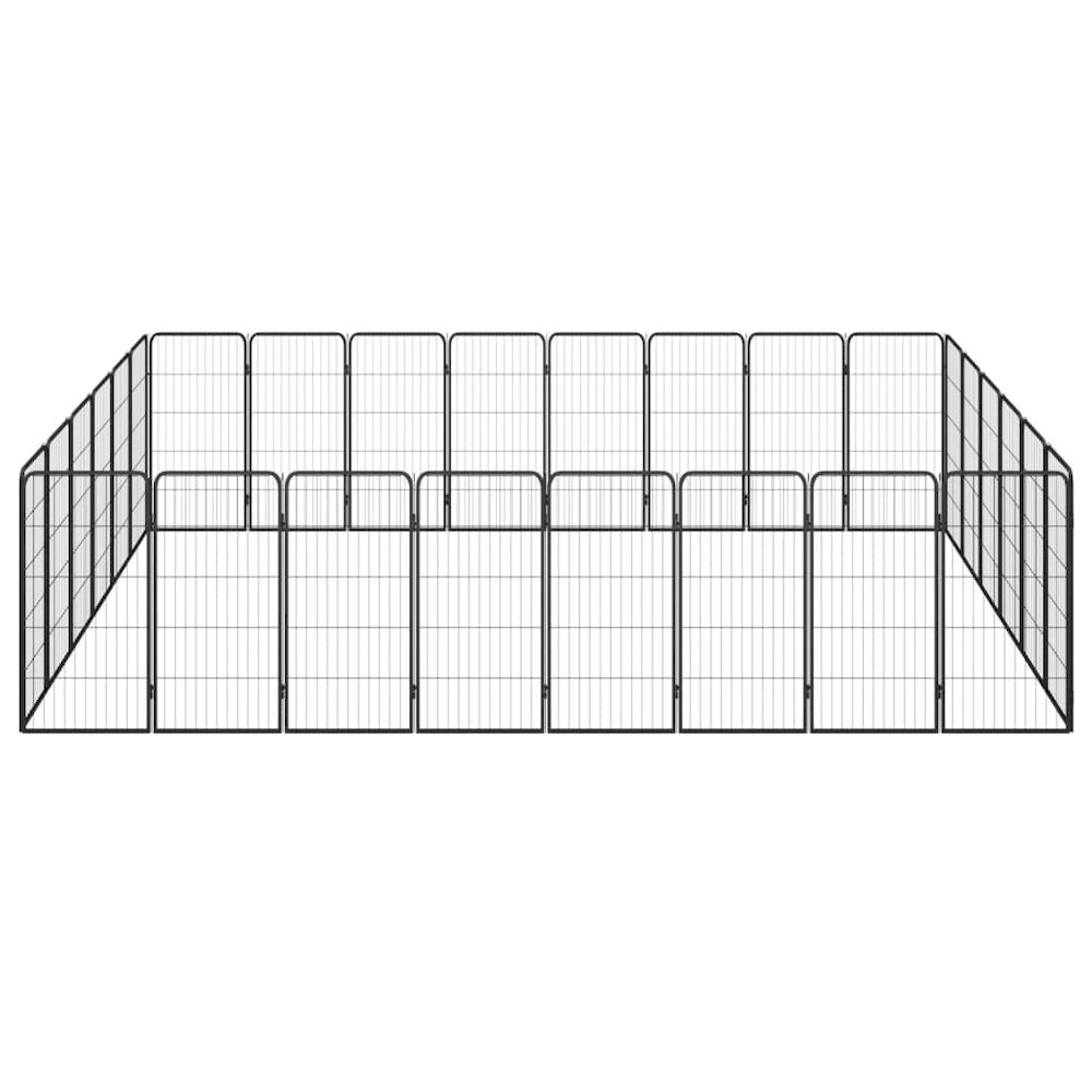 Dog Playpen Black Powder-Coated Steel Large 118.1W x 157.5D x 39.4H