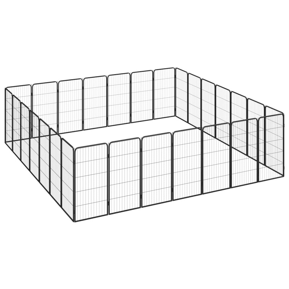 Dog Playpen Black Powder-Coated Steel Large 118.1W x 157.5D x 39.4H