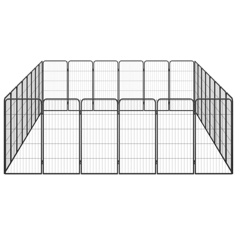 Dog Playpen Black Powder-Coated Steel Large 118.1W x 157.5D x 39.4H