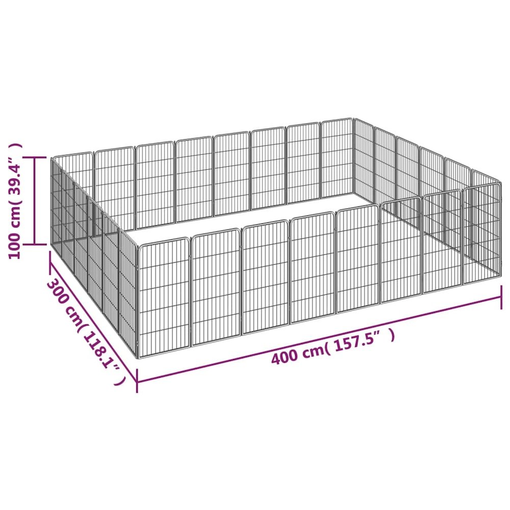 Dog Playpen Black Powder-Coated Steel Large 118.1W x 157.5D x 39.4H