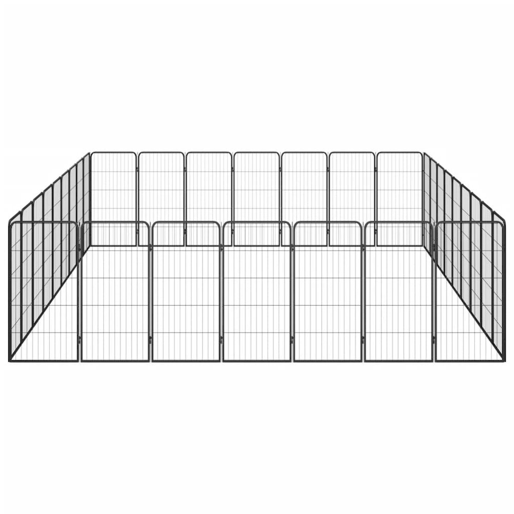 Dog Playpen Black Powder-Coated Steel Large 137.8W x 177.2D x 39.4H