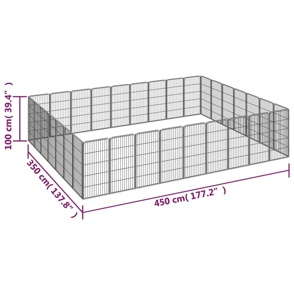 Dog Playpen Black Powder-Coated Steel Large 137.8W x 177.2D x 39.4H