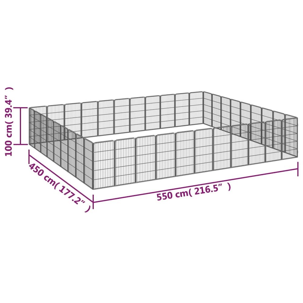 Dog Playpen Black Powder-Coated Steel Large Expandable 177.2W x 216.5D x 39.4H
