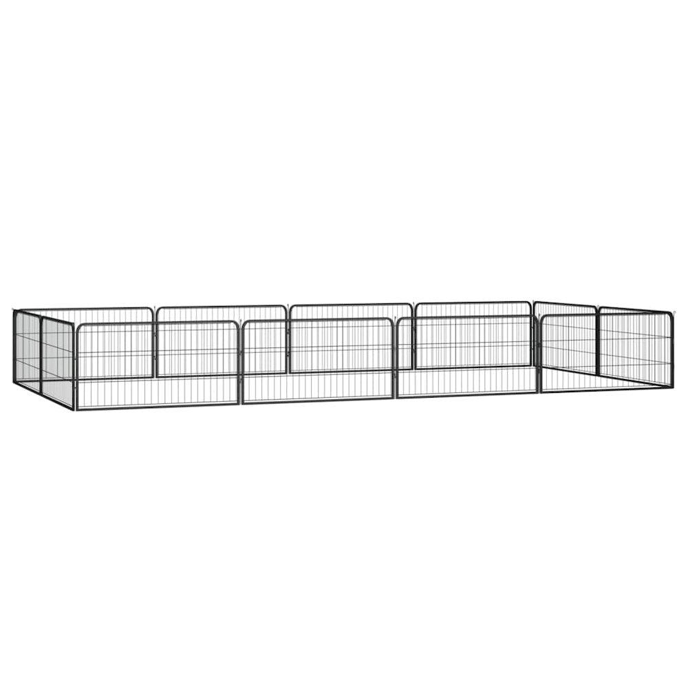 Dog Playpen Black Powder-Coated Steel Height-Adjustable 78.7W x 157.5D x 19.7H