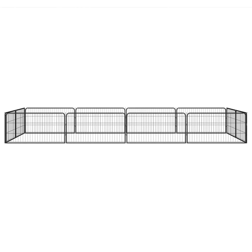 Dog Playpen Black Powder-Coated Steel Height-Adjustable 78.7W x 157.5D x 19.7H