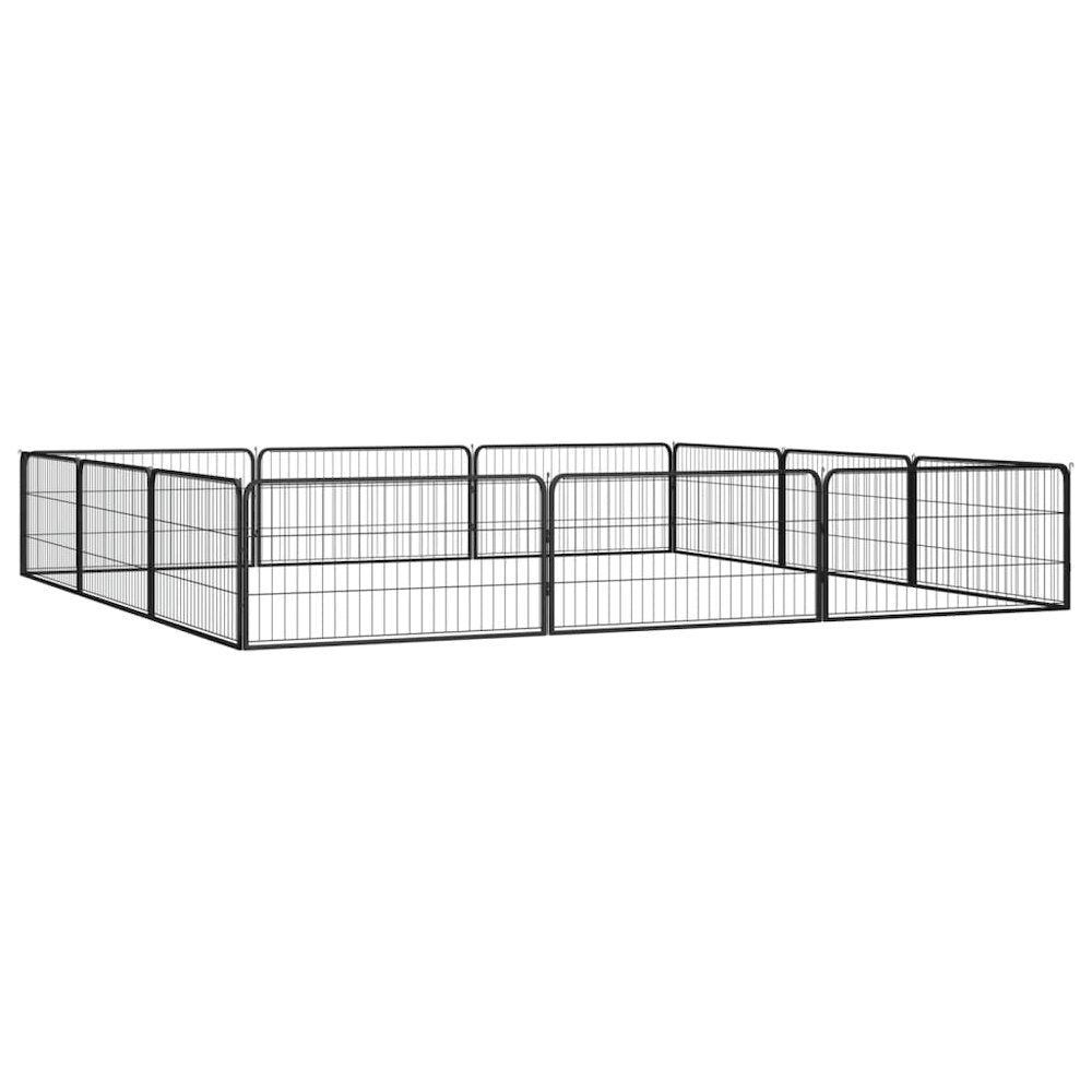 Dog Playpen Black Powder-Coated Steel Height-Adjustable 78.7W x 157.5D x 19.7H