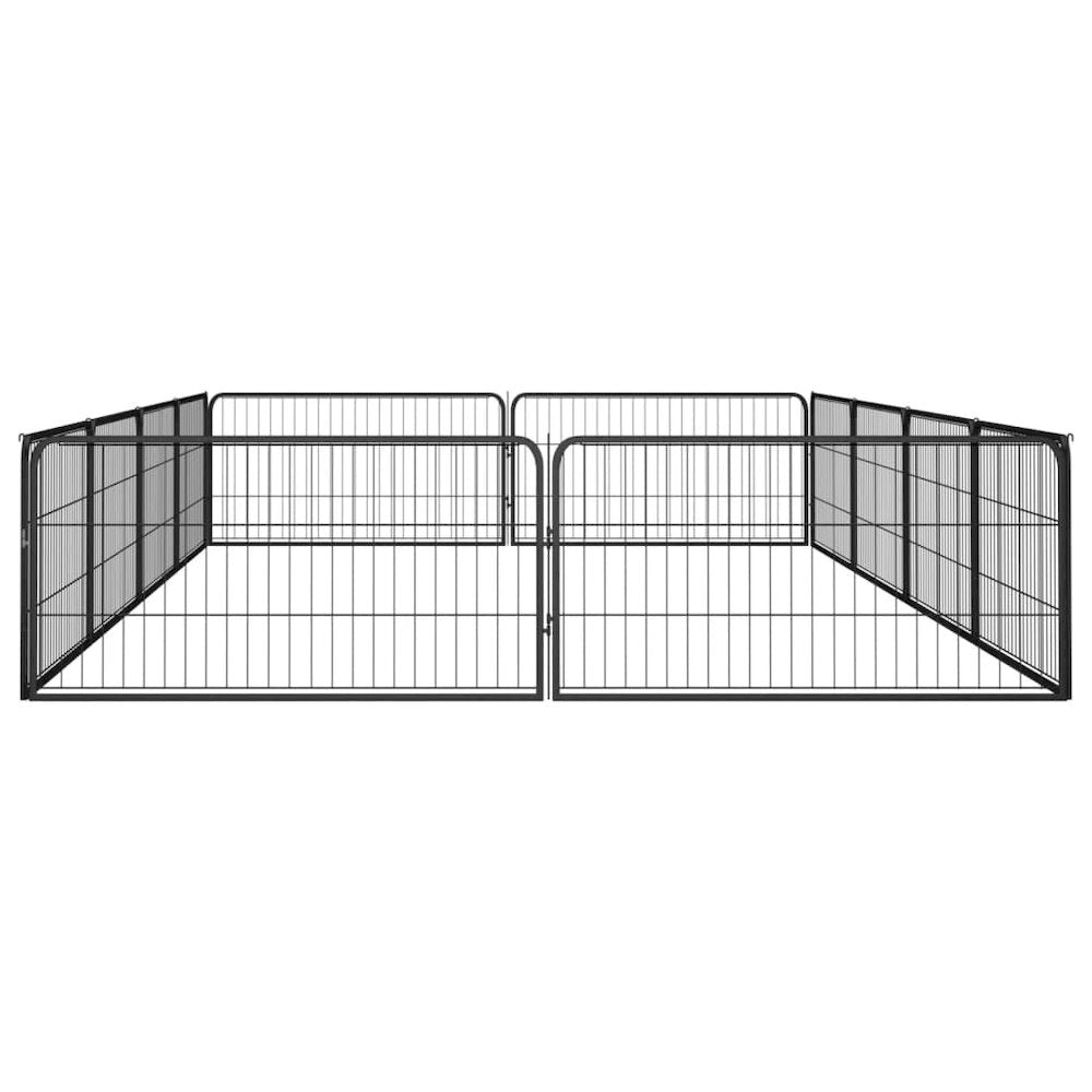 Dog Playpen Black Powder-Coated Steel Height-Adjustable 78.7W x 157.5D x 19.7H