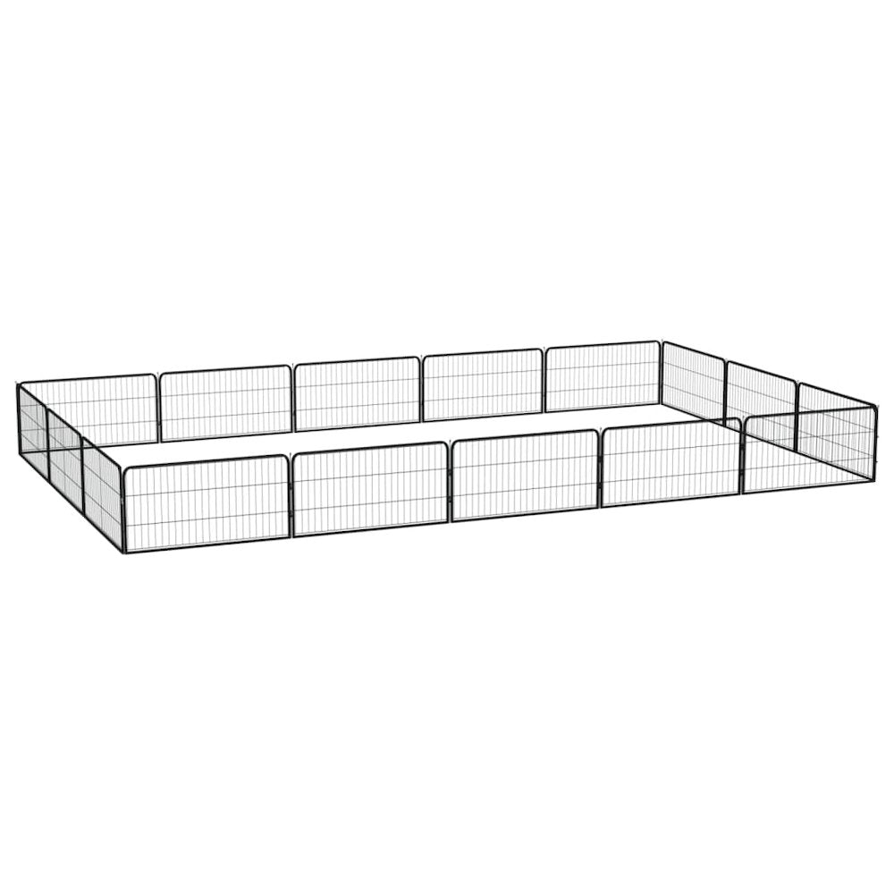 Dog Playpen Black Powder-Coated Steel Large Expandable 118.1W x 196.9D x 19.7H