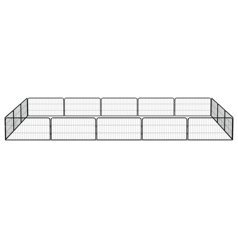 Dog Playpen Black Powder-Coated Steel Large Expandable 118.1W x 196.9D x 19.7H