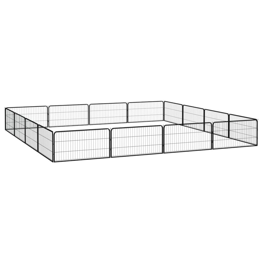 Dog Playpen Black Powder-Coated Steel Large Expandable 118.1W x 196.9D x 19.7H