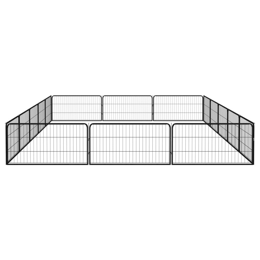Dog Playpen Black Powder-Coated Steel Large Expandable 118.1W x 196.9D x 19.7H