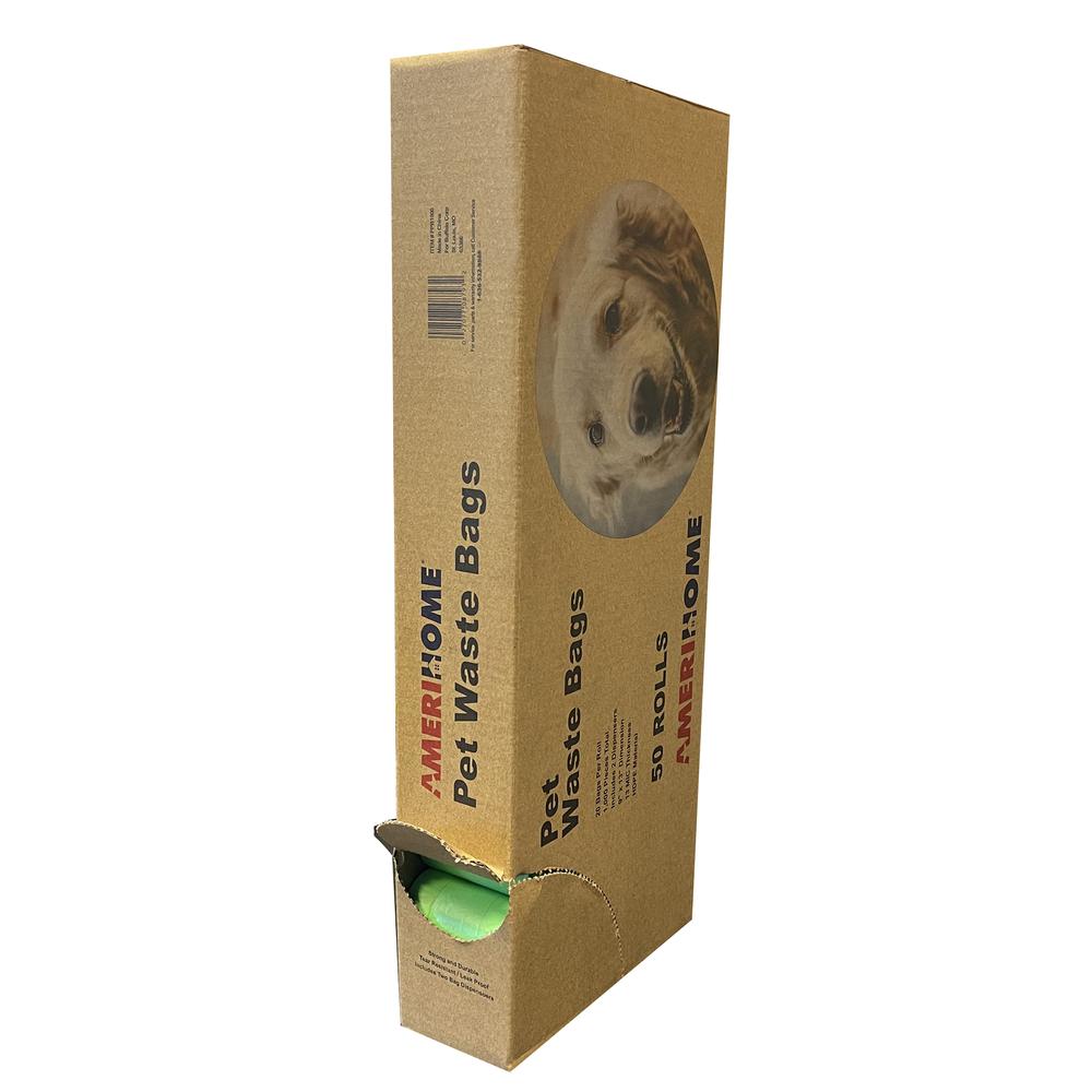 AmeriHome 50 Rolls (1000 Bags) Dog Waste Bags with 2 Leash Clip Dispensers