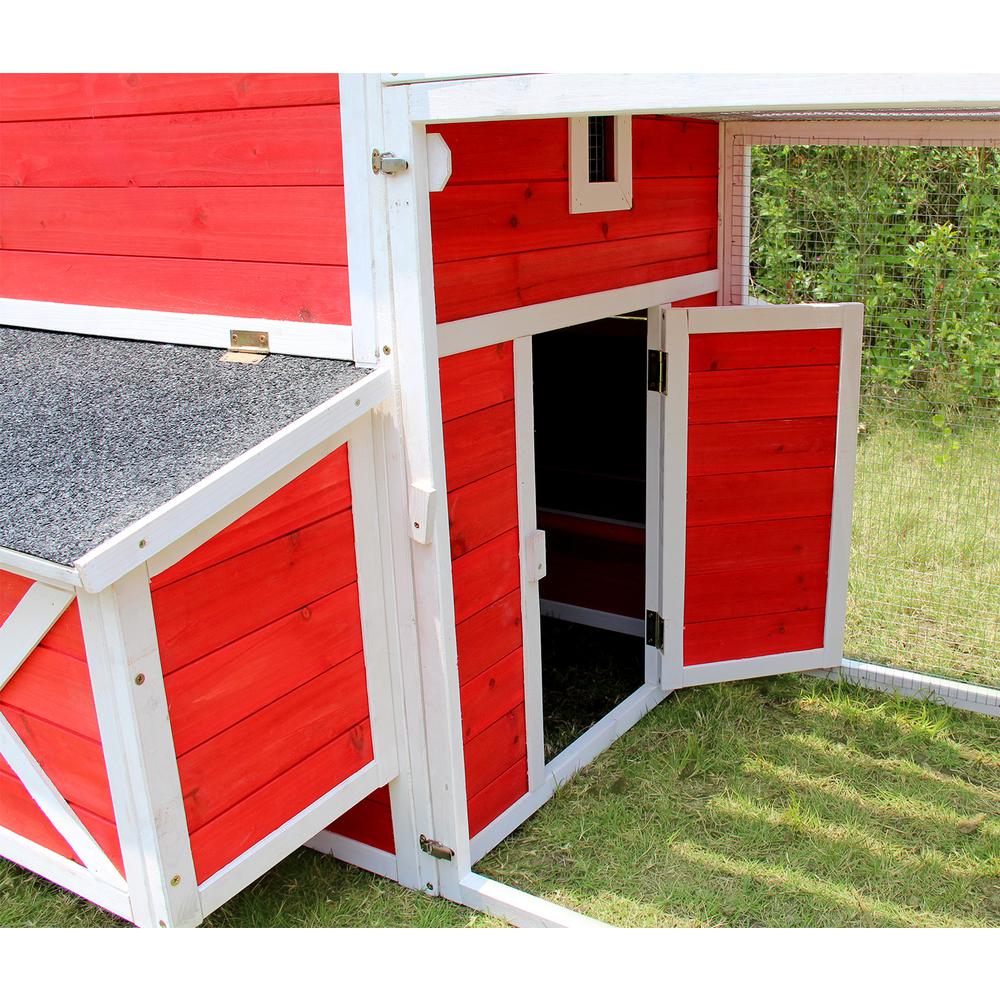 Red Barn Chicken Coop With Roof Top Planter