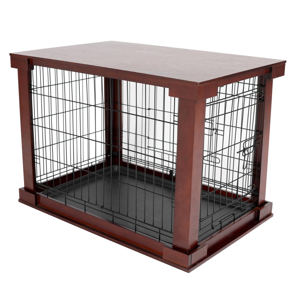 Cage With Crate Cover, Mahogany, Medium