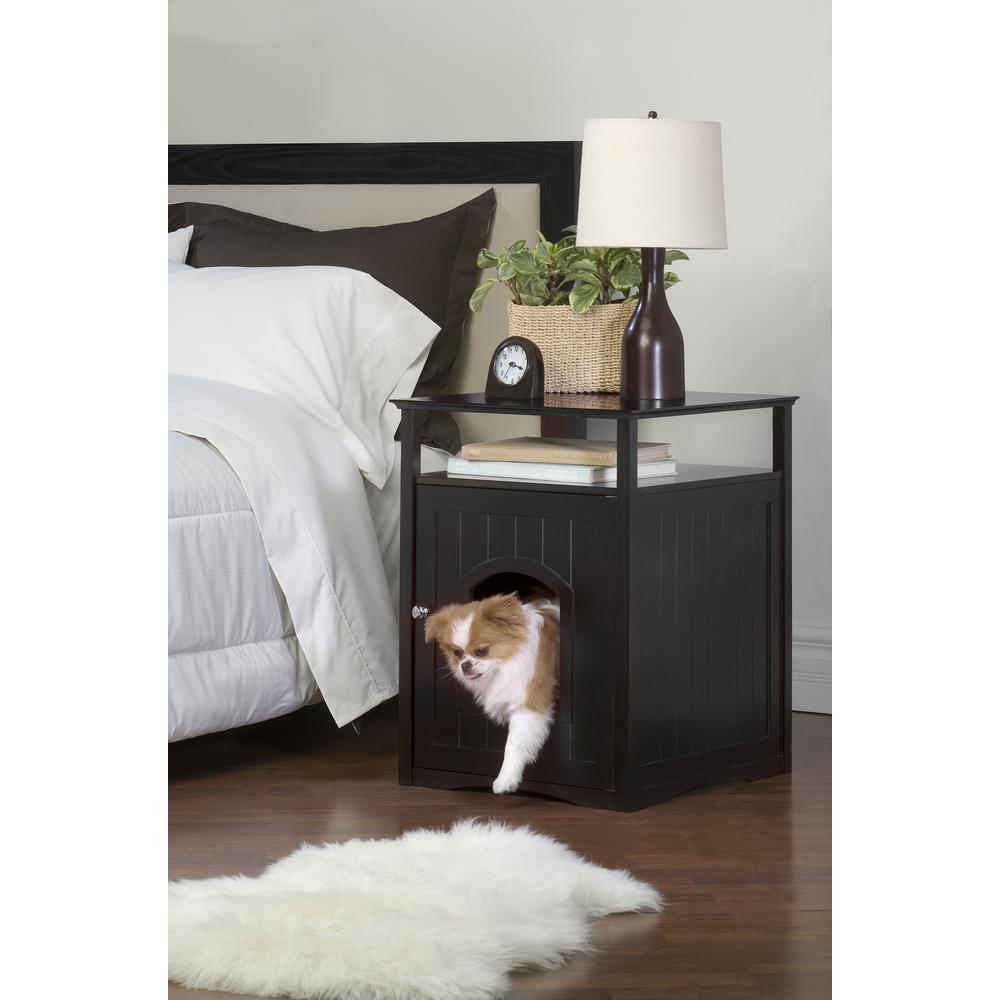 Cat Washroom Litter Box Cover / Night Stand Pet House, Black
