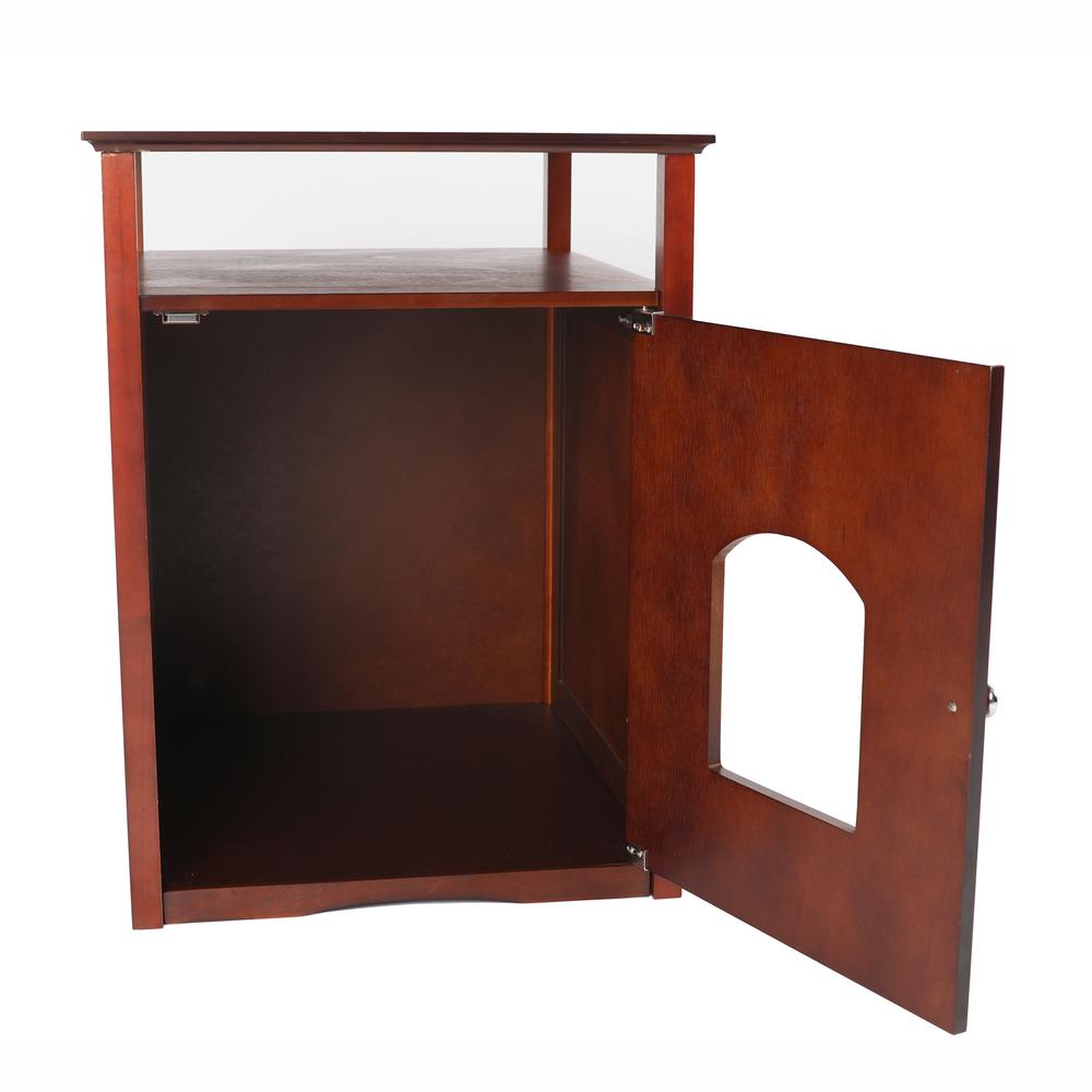 Cat Washroom Litter Box Cover / Night Stand Pet House, Walnut