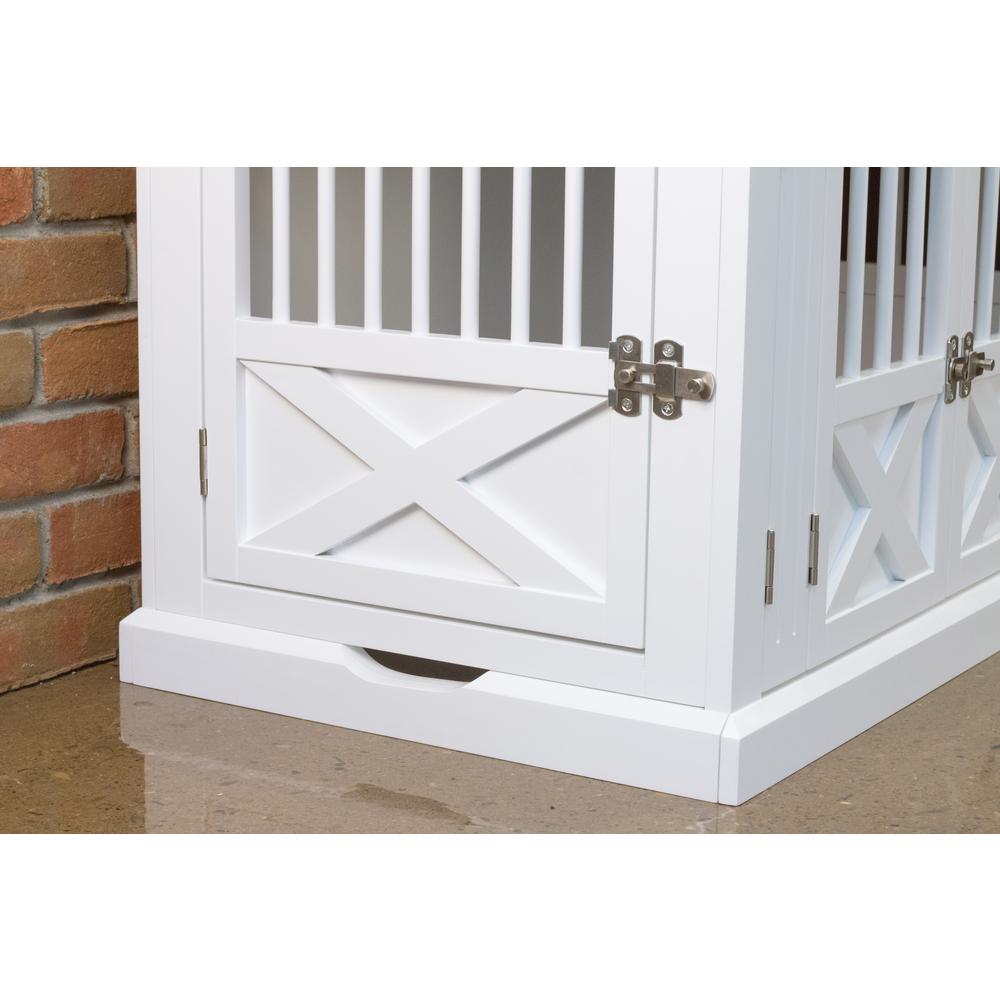 Triple Door Dog Crate, White, Medium