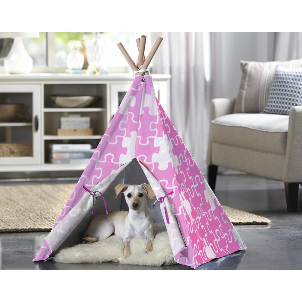 Pet Teepee, Pink Puzzle, Medium
