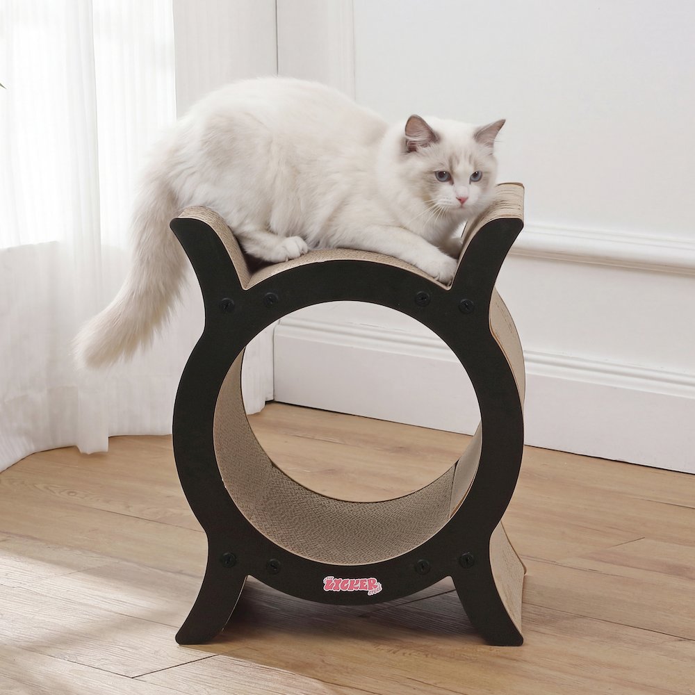 Nyan Modern Cardboard Tunnel Cat Scratcher with Catnip, Black