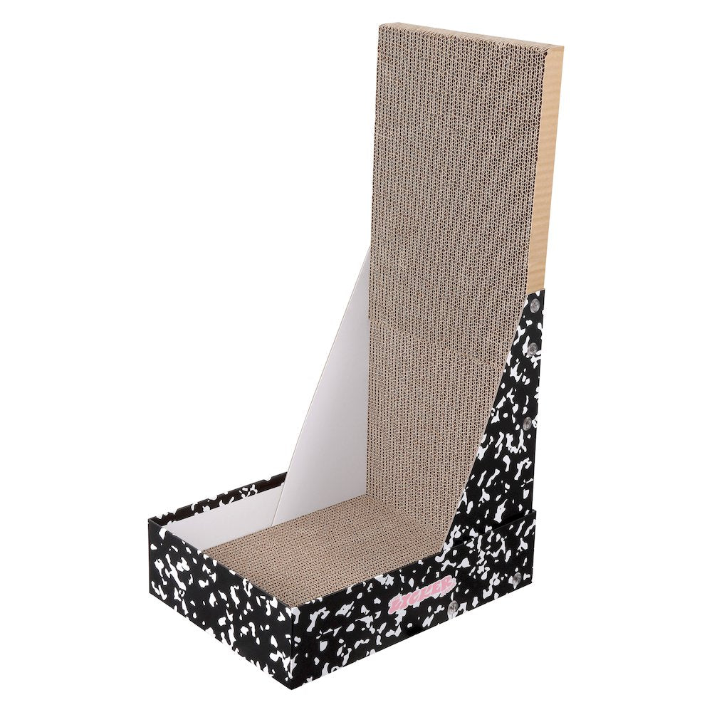 Oliver 23.8" L-Shaped Vertical Cardboard Cat Scratcher, Speckle Black