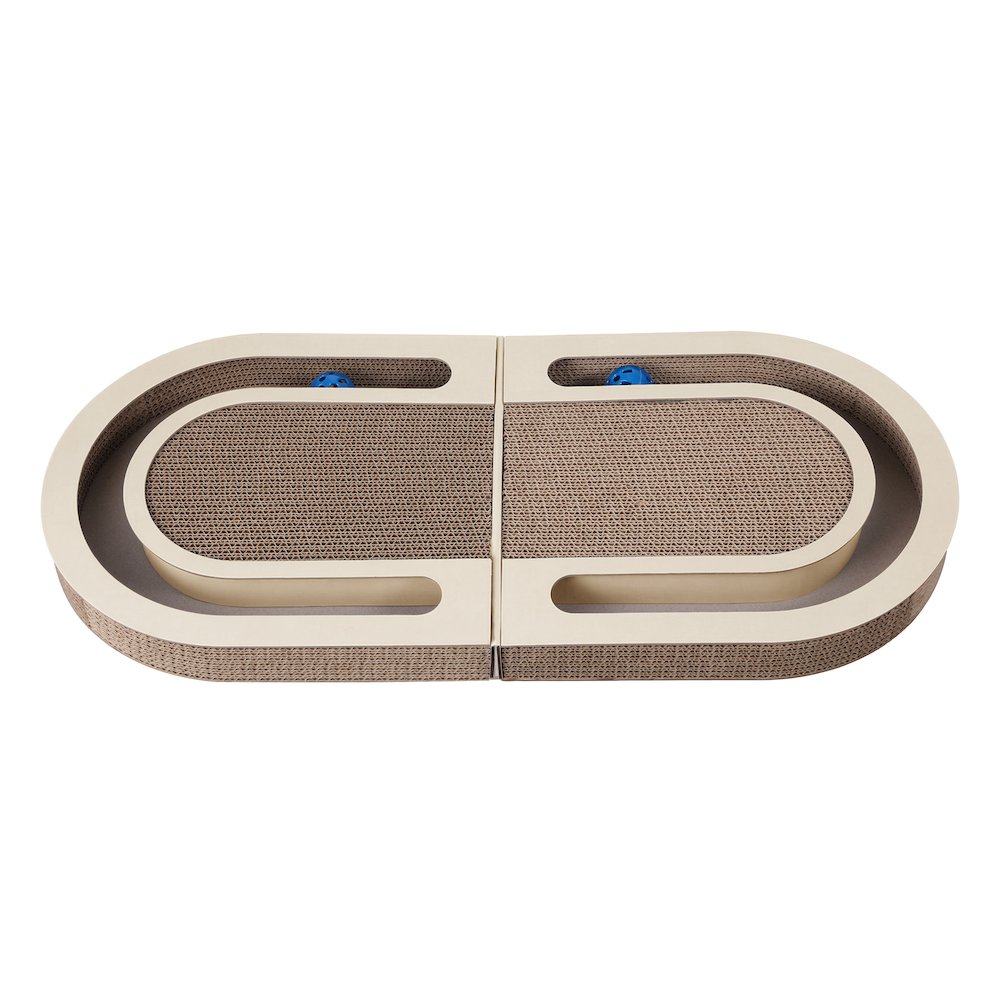 Balla 26” Cardboard Cat Scratcher Lounge Pad with Ball, Almond