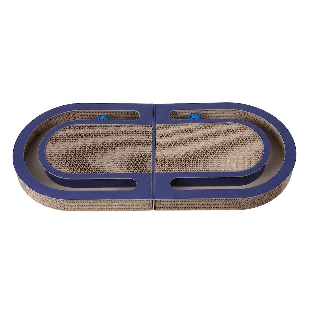 Balla 26” Cardboard Cat Scratcher Lounge Pad with Ball, Navy