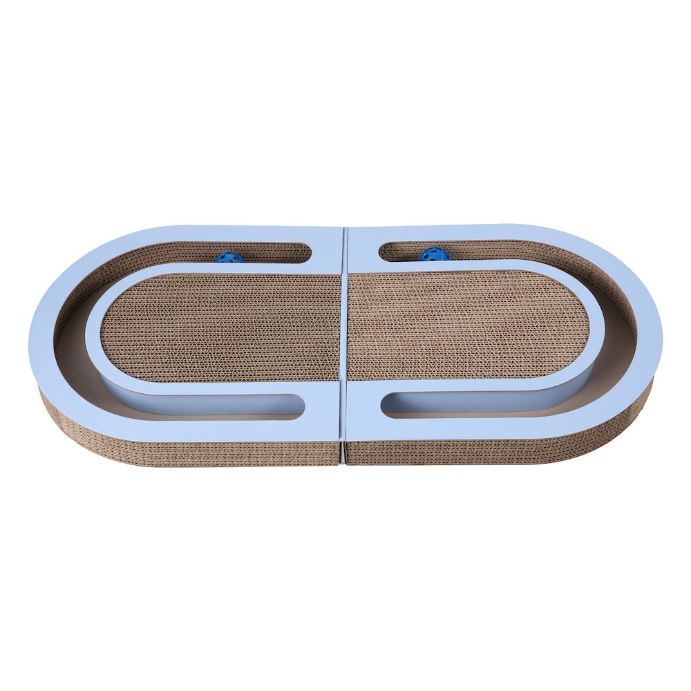 Balla 26” Cardboard Cat Scratcher Lounge Pad with Ball, Sky Blue