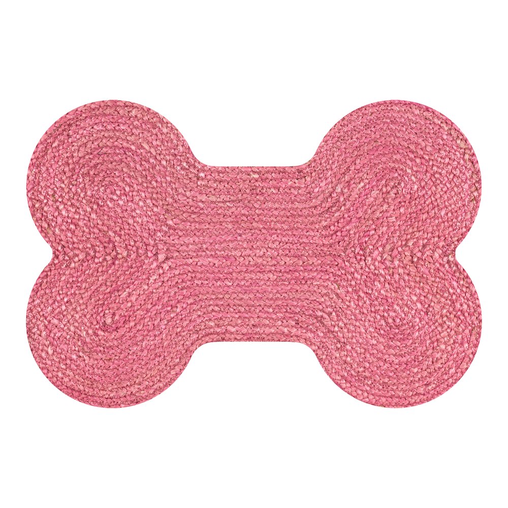 Mires 24 in. x 16 in. Braided Jute Pet Feeding Mat, Pink
