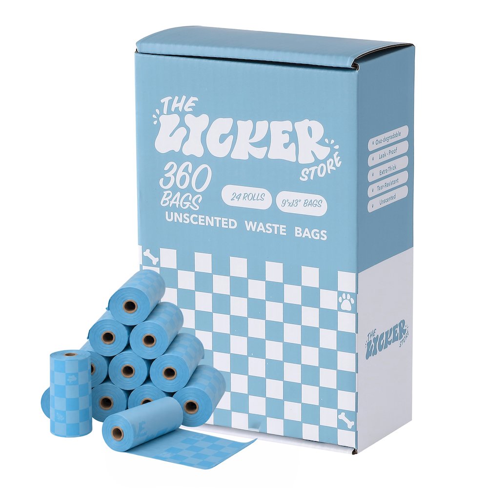 The Licker Store 13 in. x 9 in. Dog Poop Bags, Blue (360 Count, 24-Rolls)