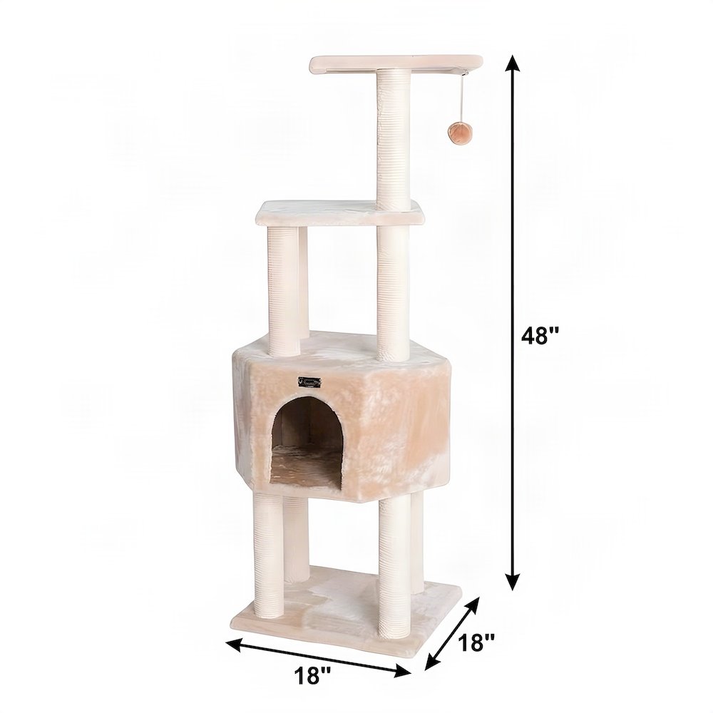 Bison Pets Cat Tree Tower, Sisal Scratch Posts, Beige
