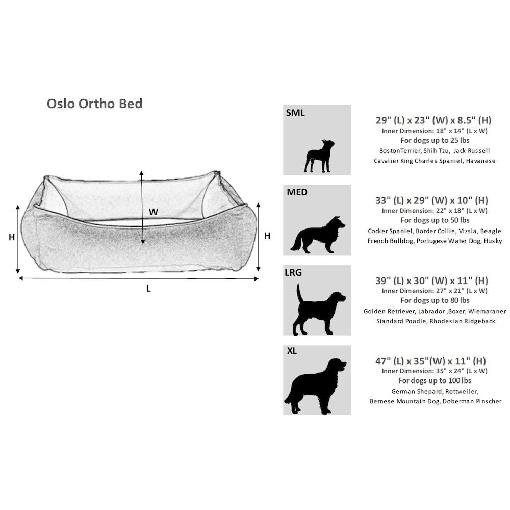 Oslo Ortho Bed For Dogs in Iron Mountain Fabric Finish Size - XL