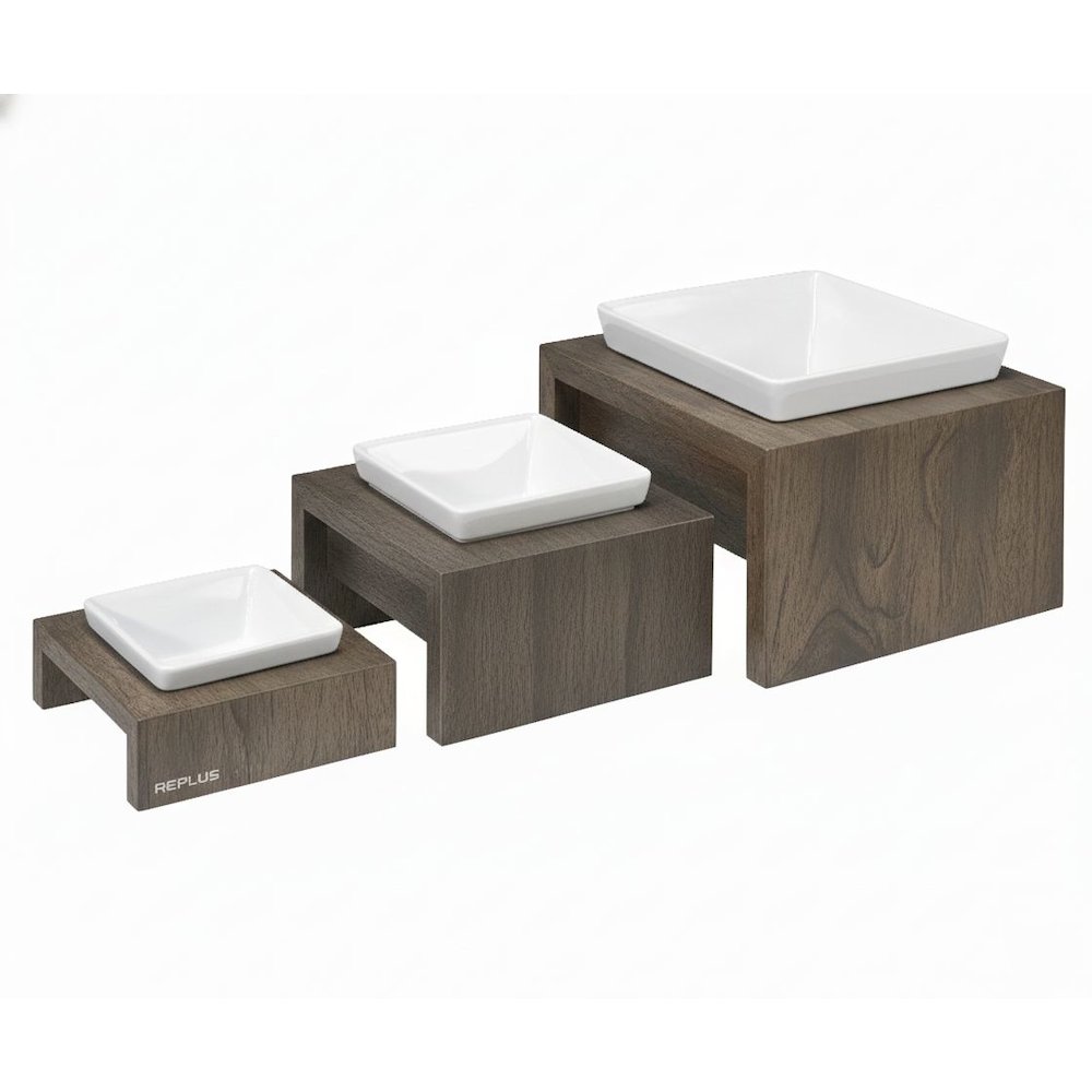 Artisan Wood Feeder - Single in Walnut Fabric Finish Size - LRG