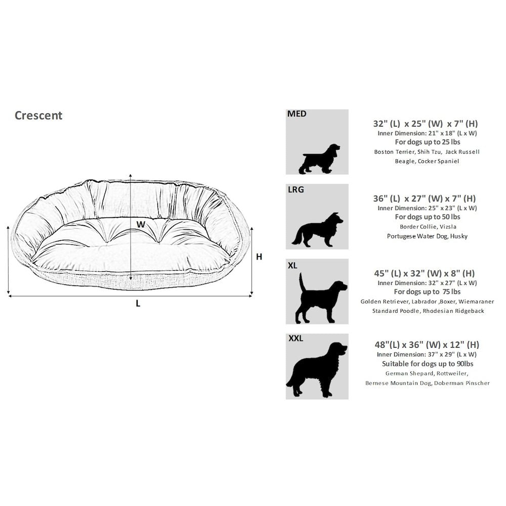 Crescent Bed For Dogs in Storm Fabric Finish Size - XXL